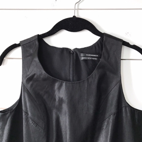 Club Monaco Black Satin Drop Waist Sheath Dress - Picture 3 of 7